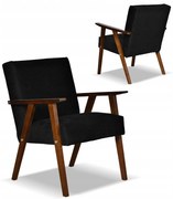 Fotel w stylu PRL retro vintage SOLER Family Meble czarny welur Angel