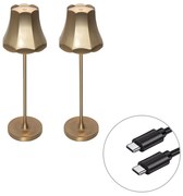 Zestaw 2 lamp stołowych retro w kolorze różowego złota, ładowane USB, IP44 - Granny