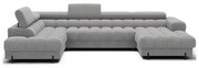 Szary rozkładany narożnik z materiału bouclé (lewostronny/w kształcie litery U) Feraria – ELTAP