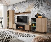 Meblościanka LIAM LED hickory jackson z biokominkiem ASM Meble