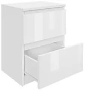 Szafka nocna BASIC 2 szuflady – Biała połysk | 40x53x40 cm
