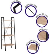 ALTE R2 regał czarny / dąb sonoma półki na książki LOFT