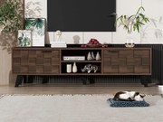 Nowoczesne meble pod TV - z 2 frontami i 2 otwartymi przegródkami - Brązowy