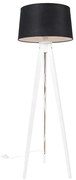 Nowoczesny statyw biały z czarnym abażurem z lnu 45 cm - Tripod Classic klasyczny/Antyczny Oswietlenie wewnetrzne
