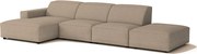 Narożnik modułowy Cursal C lewy z pufą – sofa narożna 341 x 166 x 70 cm,  beżowy Raven 30, nowoczesny design