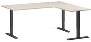Narożne biurko z regulacją wysokości, 180x160 cm, 3 silniki, L/P, czarna podstawa, brzoza