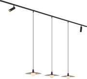 Nowoczesny system szynowy czarny z 2 reflektorami i 3 lampami wiszącymi fioletowymi 1-fazowy - Slimline Uzzy Panzi