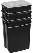 Czarne plastikowe kosze na śmieci zestaw 3 szt. 2x10+6 l do segregacji odpadów Biobox – Curver