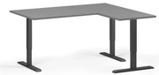 Narożne biurko z regulacją wysokości, 160x140 cm, 3 silniki, L/P, czarna podstawa, grafit