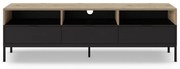 Czarna szafka pod TV w dekorze dębu 180x55 cm Marion – Marckeric