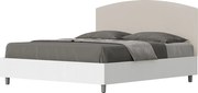 Łóżko wyposażone w stelaż z listwami 160x200 konstrukcja Frassino biała zagłówek sztucznej skóry Szaro-beżowy Antilia