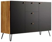 Komoda z szufladami w stylu industrialnym dąb craft + czarny P0-G57