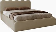Emporius Wave łóżko dwuosobowe 200x200 cm - łóżko z pojemnikiem, łóżko tapicerowane 200x200 do sypialni - tkanina aksamitna, brązowy (Elegance 5)