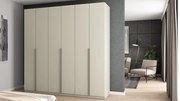 Szafa 6 drzwiowa otwierana 240 x 240 cm – kaszmirowy beż ze srebrnymi uchwytami