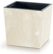 Donica ogrodowa z wkładem Urbi Square Low Beton Effect 29,5 x 29,5 x 29 cm kremowy PROSPERPLAST