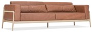Karmelowa sofa z bawolej skóry z konstrukcją z litego drewna dębowego Gazzda Fawn, 240 cm