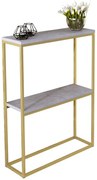 Nowoczesna konsola z półkami złoty + beton S4-B09