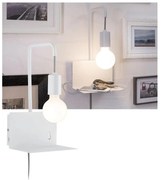 Paulmann 79812 - 1xE27/40W Kinkiet z półką i portem USB CALVANI 230V biały