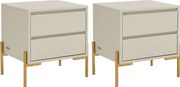 Zestaw 2 szafek nocnych z 2 szufladami - MDF i metal - Beżowy i złoty - KORASA marki Pascal Morabito