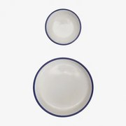 Zestaw 2 Misek Z Gresu Ronilena Biały Gardenia - Niebieski Ken - Sklum