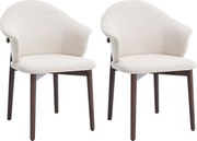 Zestaw 2 krzeseł z teksturowanej tkaniny i drewna kauczukowca - Kremowy - LUMELY