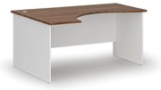 Ergonomiczne biurko PRIMO WHITE, 160x120 cm, lewe, biały/orzech
