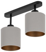Lampa sufitowa czarna dwupunktowy spot z szarymi abażurami C-3306SC-GR