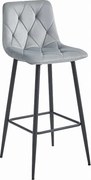 Krzesło barowe Valora KODA, srebrno-szary aksamit z czarnymi stalowymi nogami x1