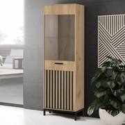 LAMINO W-1 witryna dąb craft/czarny nowoczesny skandynawski lamele