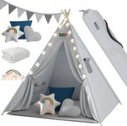 Namiot tipi JULIUS, 120x120x160cm, szara/niebieska Spielwerk
