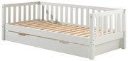 Białe łóżko dziecięce z litego drewna sosnowego z wysuwanym łóżkiem i stelażem 90x200 cm Fritz – Vipack