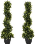 Outsunny Sztuczna roślina spiralna, Spiralny cedr z doniczką, 90 cm, Sztuczna cedrówka do dekoracji zewnętrznej i wewnętrznej, Zielona