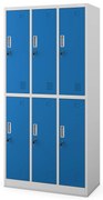 Szafka socjalna ubraniowa BHP szaro-niebieska: 6-drzwiowa IGOR, 900 x 1850 x 450 mm