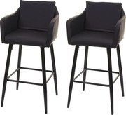 Stołek barowy MCW-H93 (zestaw 2 szt.),  imitacja skóry, czarny