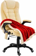 Skórzany kremowy biurowy fotel podgrzewany z masażem D3-C01