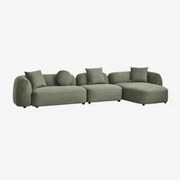 Modułowa Sofa Z Szezlongiem Prawym, 3-częściowa, Z Tkaniny Coco Chenille Szenil Sage Green - Sklum