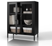 Witryna przeszklona niska czarna: GINA Modern 800 x 1015 x 400 mm