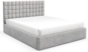 Jasnoszare tapicerowane łóżko z zagłówkiem 3 rozmiary - Merenzo