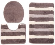 Kawowy 3 częściowy zestaw chodniczków łazienkowych w pasy R4-L52
