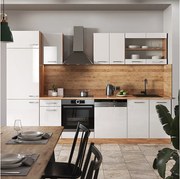 Aneks kuchenny biały wysoki połysk/złoty dąb power 300x46x81.6 r-line