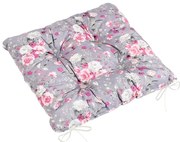 Bellatex Siedzisko Adela pikowane Kwiaty róży różowy, 40 x 40 cm