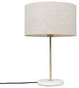 Lampa stołowa mosiądz z szarym kloszem 35 cm - Kaso