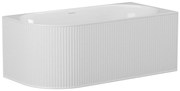 Wanna narożna ryflowana - 240 l - 170 x 80 x 60 cm - Biały mat - Akryl - Prawostronna - BARBORI