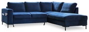 Ciemnoniebieski aksamitny rozkładany narożnik (prawostronny) Lofty Lilly – Miuform