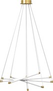 HOMCOM Lampa sufitowa LED, 50W, 5 regulowanych rur świetlnych, regulowana, lampa sufitowa do salonu, jadalni, kuchni, Złoty+Biały