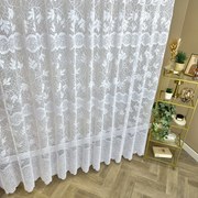 Firana żakardowa biała Trzy Pasy liście bogaty wzór - wys. 250 cm