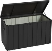 Outsunny Skrzynia Ogrodowa 450L na Poduszki Stalowa z Kółkami i Siłownikami Gazowymi Ciemnoszara Odporna na Warunki Atmosferyczne do Balkonu Ogrodu | Aosom PL