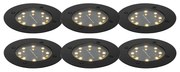 Zestaw 6 czarnych lamp ogrodowych naziemnych z LED IP65 zasilanych energią słoneczną - Terry