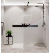 Ścianka prysznicowa WALK IN FIX przezroczysta 8 mm MOLIS NATURE clear Round MASSI I Różne rozmiary : Kolor profili kabiny - czarny, Szerokość ścianki - 100 cm, Typ montażu - WALK in FIX (Do ściany)