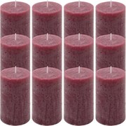 Zestaw świec rustykalnych, 11,5 cm, Ø 6,8 cm, bordowy, 12 sz